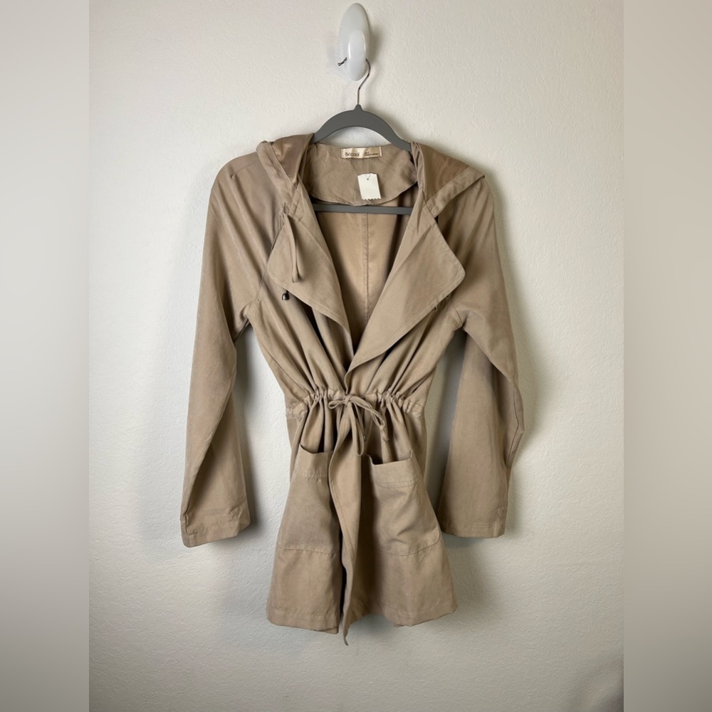 Becool Tan Hooded Lightweight Utility Jacket Coat Size Small
